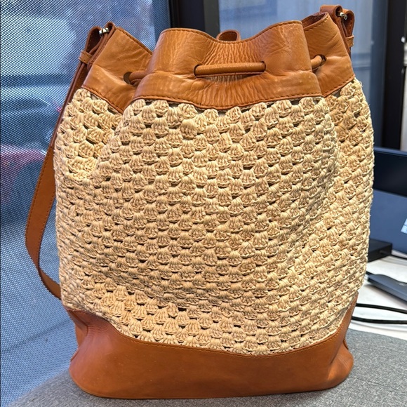 Helen Kaminski Leather and Woven Straw Bucket Bag - Picture 4 of 14